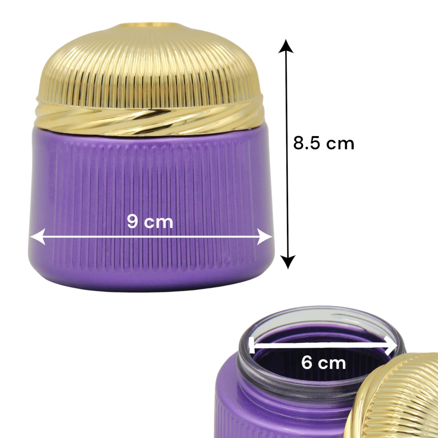 Empty BakhoorStorage Jar 160ML – Pastel Purple with Gold Lid & Elegant Line Detailing - Damoo