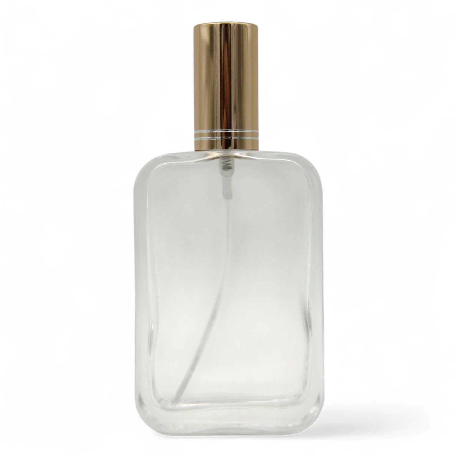 Empty Glass Perfume Bottle 100ML – Clear Refillable Spray Bottle with Smooth Edges & Gold Cap | For Perfumes, Sprays & Essential Oils - Damoo