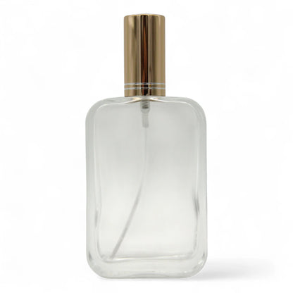 Empty Glass Perfume Bottle 100ML – Clear Refillable Spray Bottle with Smooth Edges & Gold Cap | For Perfumes, Sprays & Essential Oils - Damoo