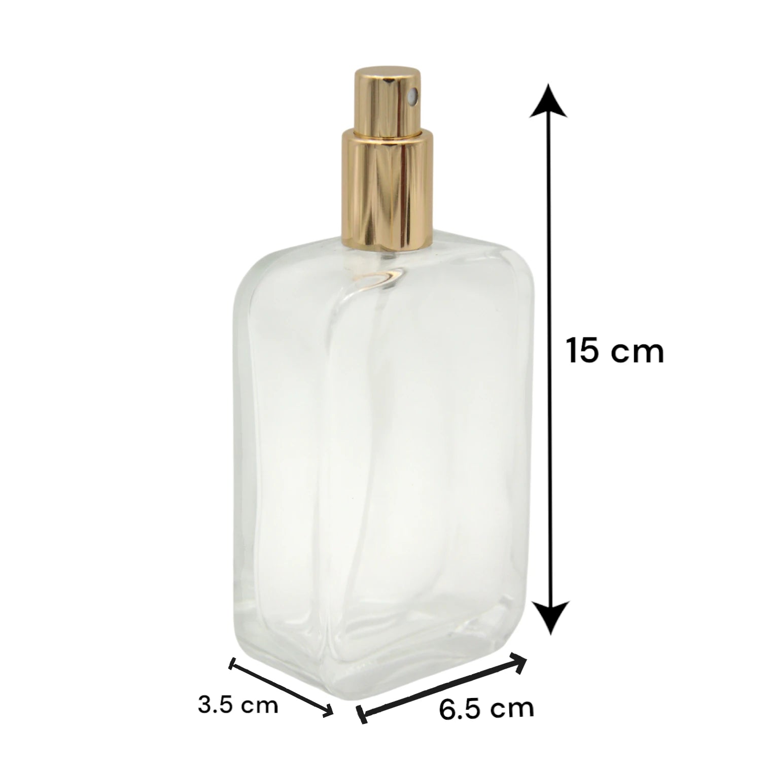 Empty Glass Perfume Bottle 100ML – Clear Refillable Spray Bottle with Smooth Edges & Gold Cap | For Perfumes, Sprays & Essential Oils - Damoo