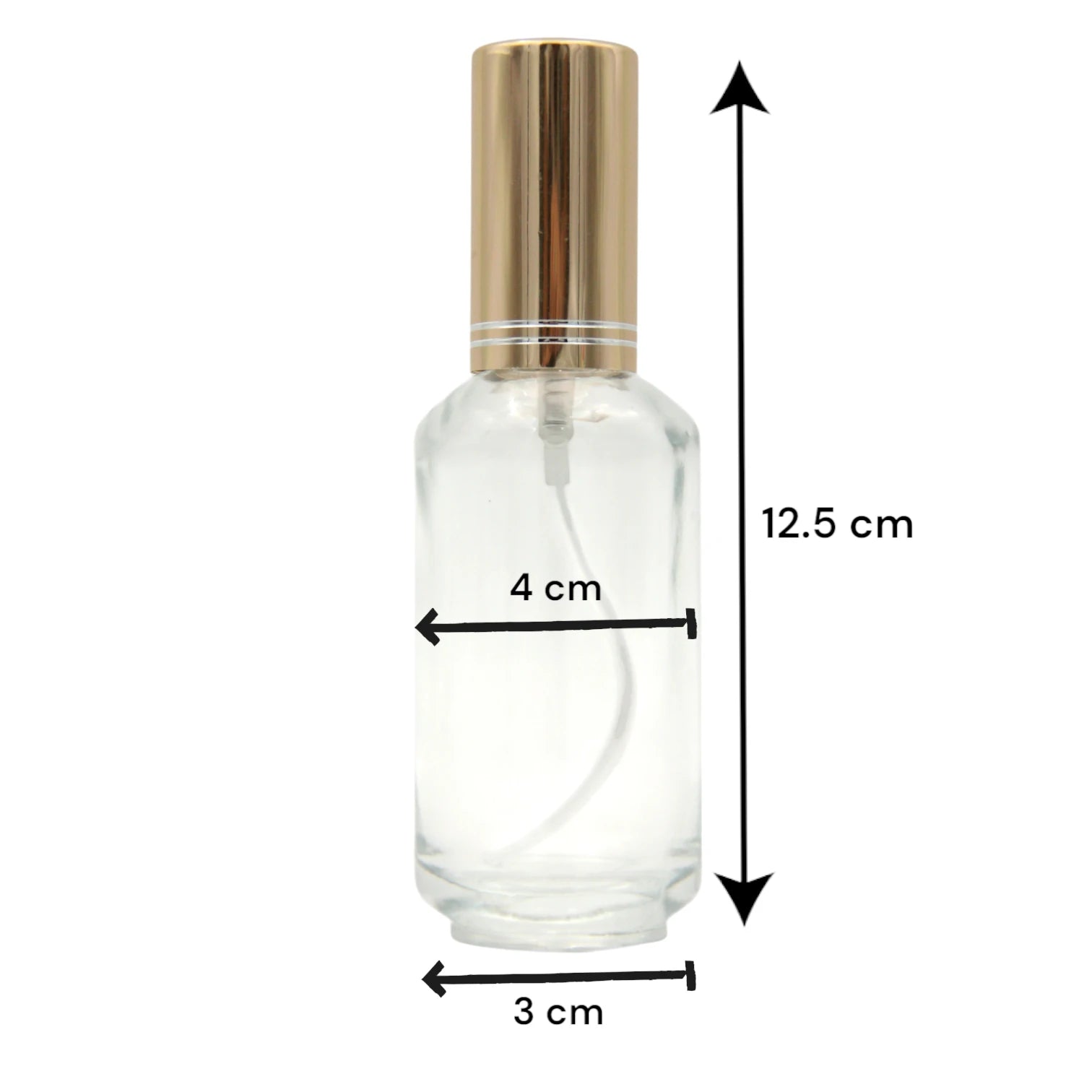 Empty Perfume Bottle 50 ML – Clear Glass Refillable Spray Bottle with Shiny Gold Cap | Portable Atomizer for Perfumes, Essential Oils & Sprays - Damoo