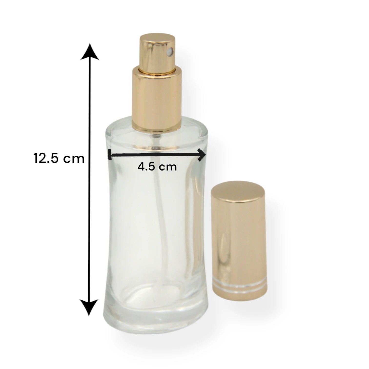 Empty Perfume Bottle 50 ML – Refillable Clear Glass Spray Bottle with Shiny Gold Cap | Elegant Atomizer for Perfumes, Sprays & Essential Oils - Damoo