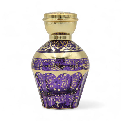 Empty Purple Glass Perfume Bottle 50ML – Elegant Refillable Atomizer with Gold Cap & Patterned Design | For Perfume, Sprays & Essential Oils - Damoo