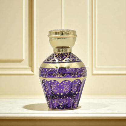 Empty Purple Glass Perfume Bottle 50ML – Elegant Refillable Atomizer with Gold Cap & Patterned Design | For Perfume, Sprays & Essential Oils - Damoo