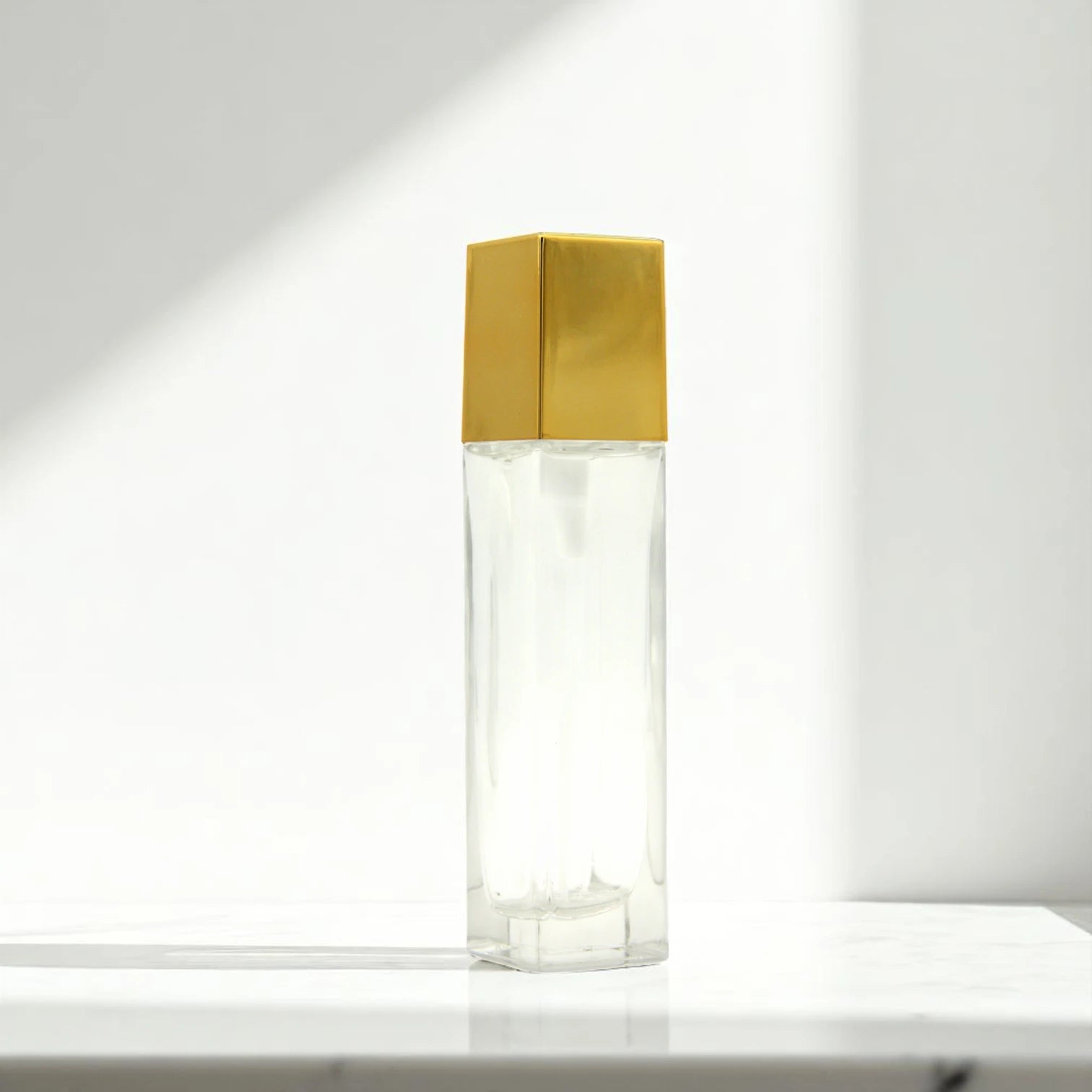 Empty Refillable Bottle 50ML – Clear Transparent Body with Shiny Gold Cap | Portable Bottle for Oils & Lotions - Damoo