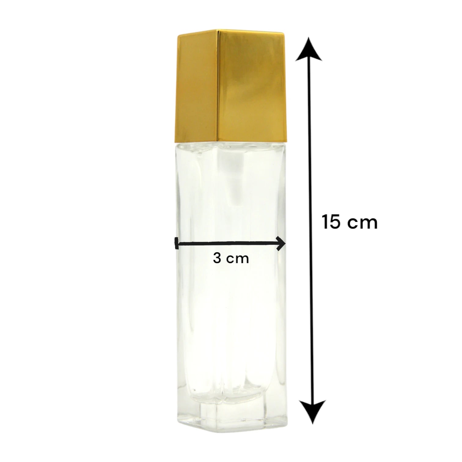 Empty Refillable Bottle 50ML – Clear Transparent Body with Shiny Gold Cap | Portable Bottle for Oils & Lotions - Damoo
