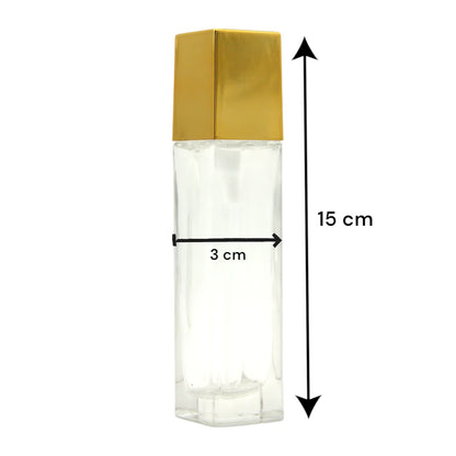 Empty Refillable Bottle 50ML – Clear Transparent Body with Shiny Gold Cap | Portable Bottle for Oils & Lotions - Damoo