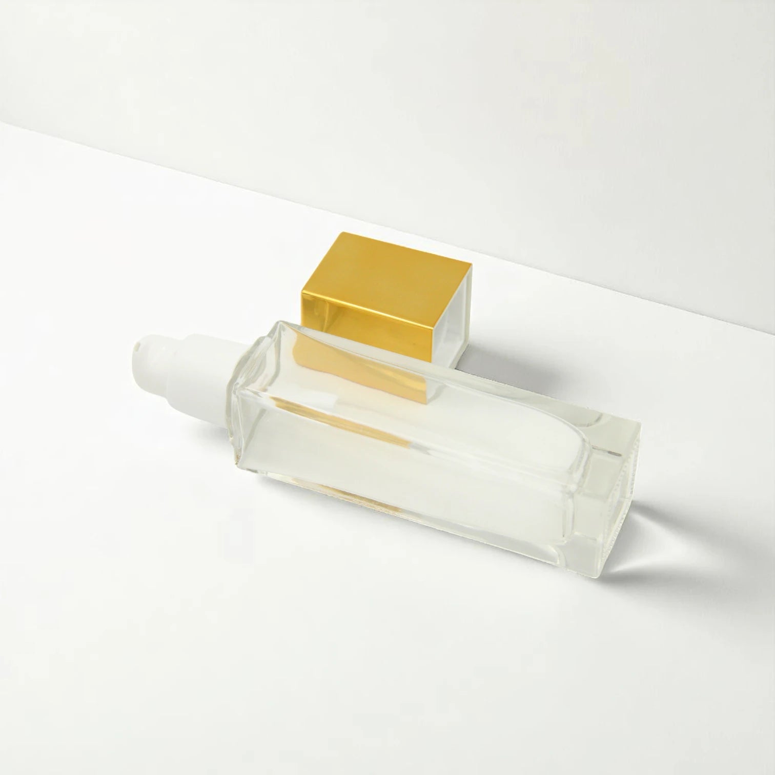 Empty Refillable Bottle 50ML – Clear Transparent Body with Shiny Gold Cap | Portable Bottle for Oils & Lotions - Damoo