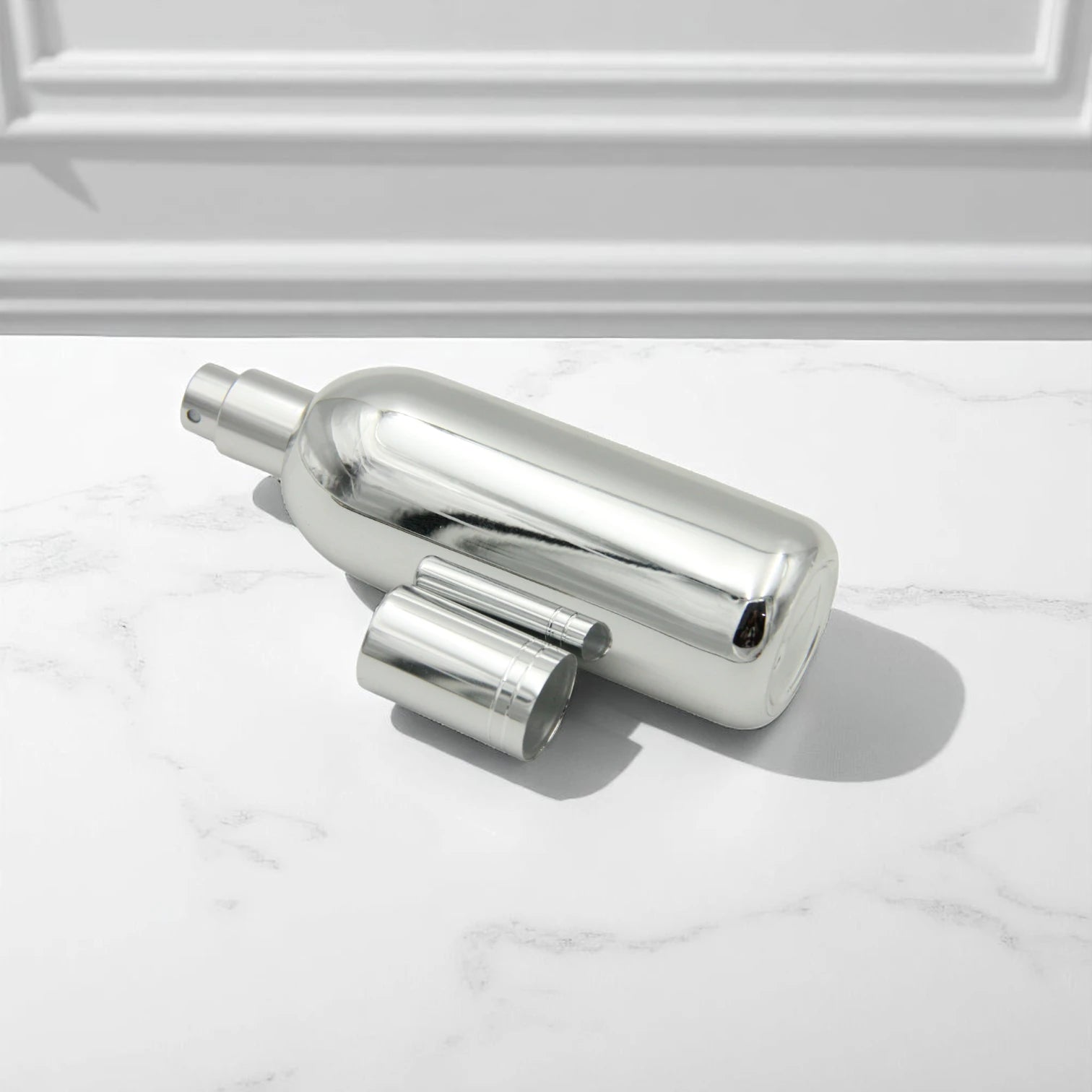 Empty Refillable Bottle 58ML – Shiny Silver Body with Matching Silver Cap | Portable Bottle for Oils & Lotions - Damoo