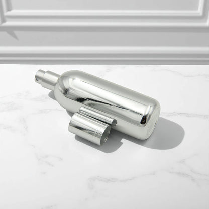 Empty Refillable Bottle 58ML – Shiny Silver Body with Matching Silver Cap | Portable Bottle for Oils & Lotions - Damoo