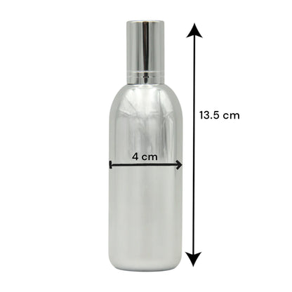 Empty Refillable Bottle 58ML – Shiny Silver Body with Matching Silver Cap | Portable Bottle for Oils & Lotions - Damoo