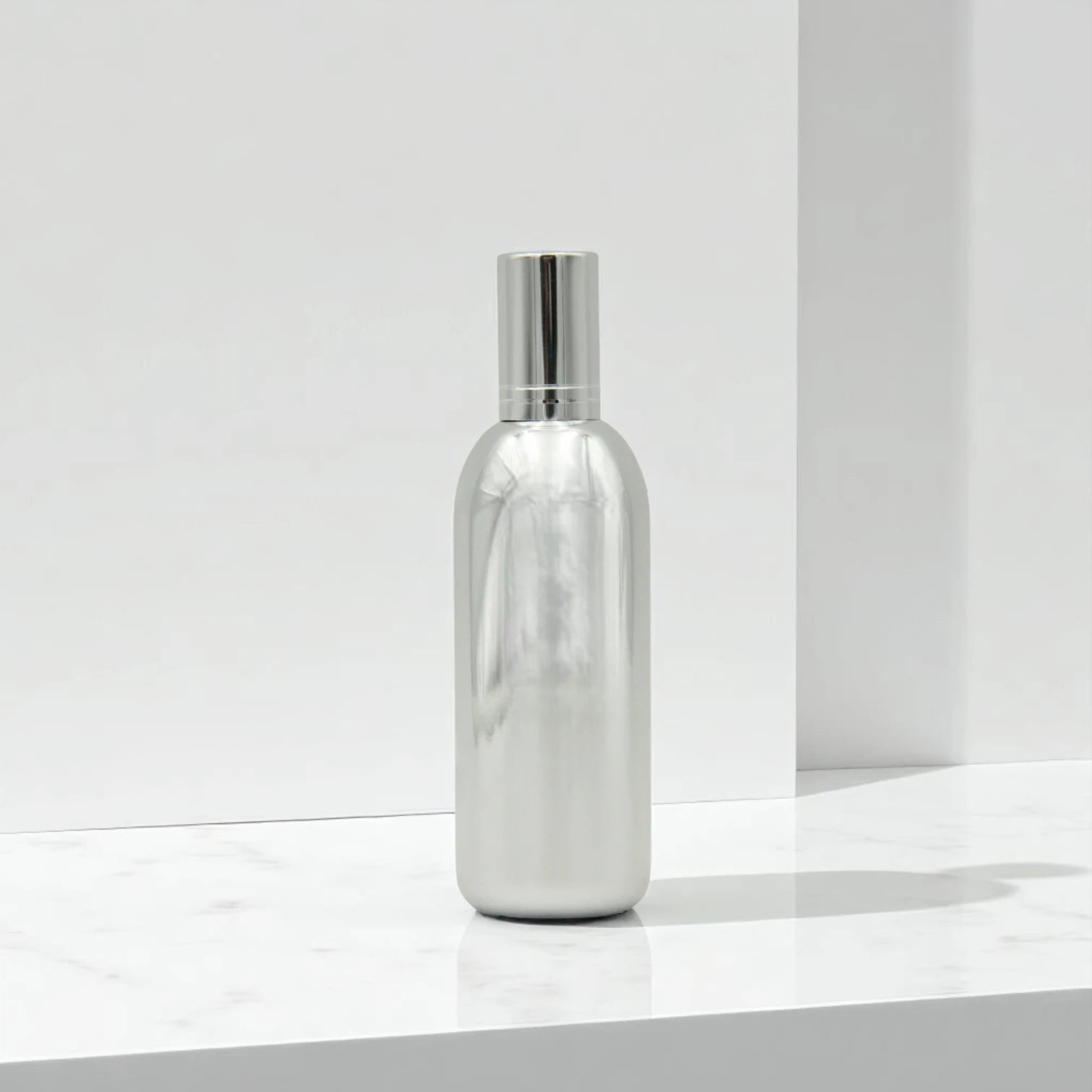 Empty Refillable Bottle 58ML – Shiny Silver Body with Matching Silver Cap | Portable Bottle for Oils & Lotions - Damoo