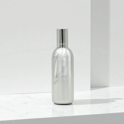 Empty Refillable Bottle 58ML – Shiny Silver Body with Matching Silver Cap | Portable Bottle for Oils & Lotions - Damoo