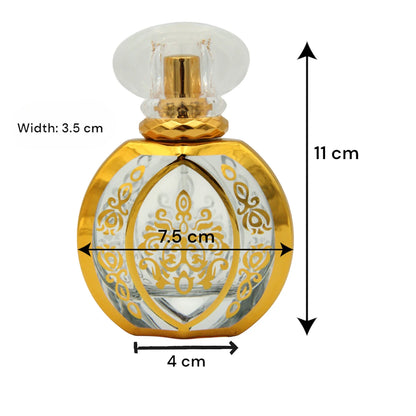 Empty Refillable Perfume Bottle 50 ML – Clear Spray Bottle with Elegant Gold Pattern & Transparent Cap - Damoo
