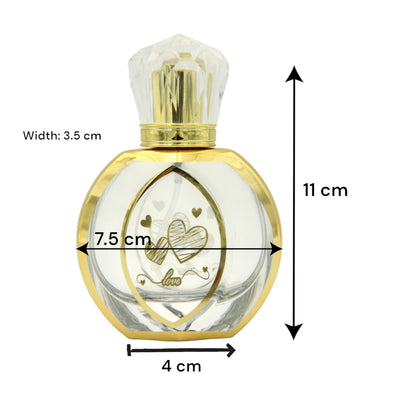 Empty Refillable Perfume Bottle 50 ML – Clear Spray Bottle with Gold Heart Design & “Love” Print | Refillable Bottle for Fragrance & Essential Oils - Damoo