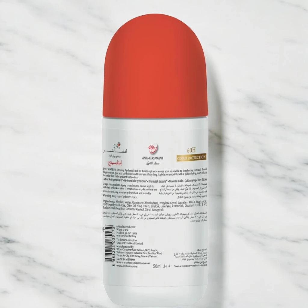 Enchanteur Enticing Roll-On Deodorant – 50ml Anti-Perspirant with 48-Hour Odor Protection – Quick-Dry, Non-Sticky Formula with Signature Scent for All-Day Freshness - Damoo