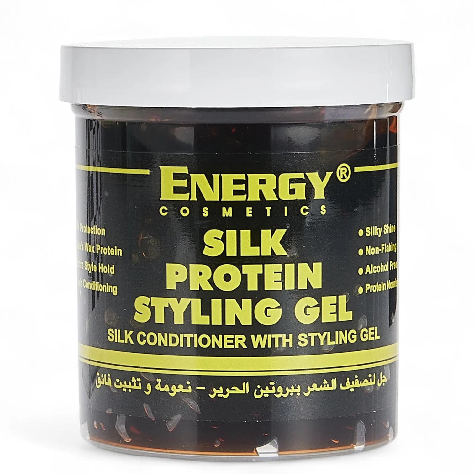 Energy Cosmetics Silk Protein Styling Gel – 473ml Unisex Hair Gel with Silk Conditioner – Protein-Enriched Formula for Frizz Control, Shine & Versatile Styling – Dye-Free & Unscented - Damoo