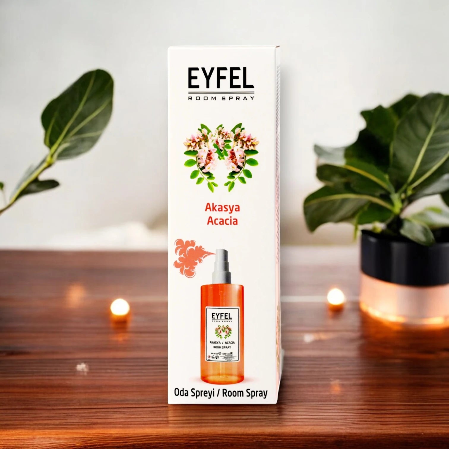 Eyfel Acacia Room Spray  400ml - Elegant Floral Air Freshener with Sweet Acacia Blossom Scent - Long-Lasting Home & Office Fragrance - Damoo