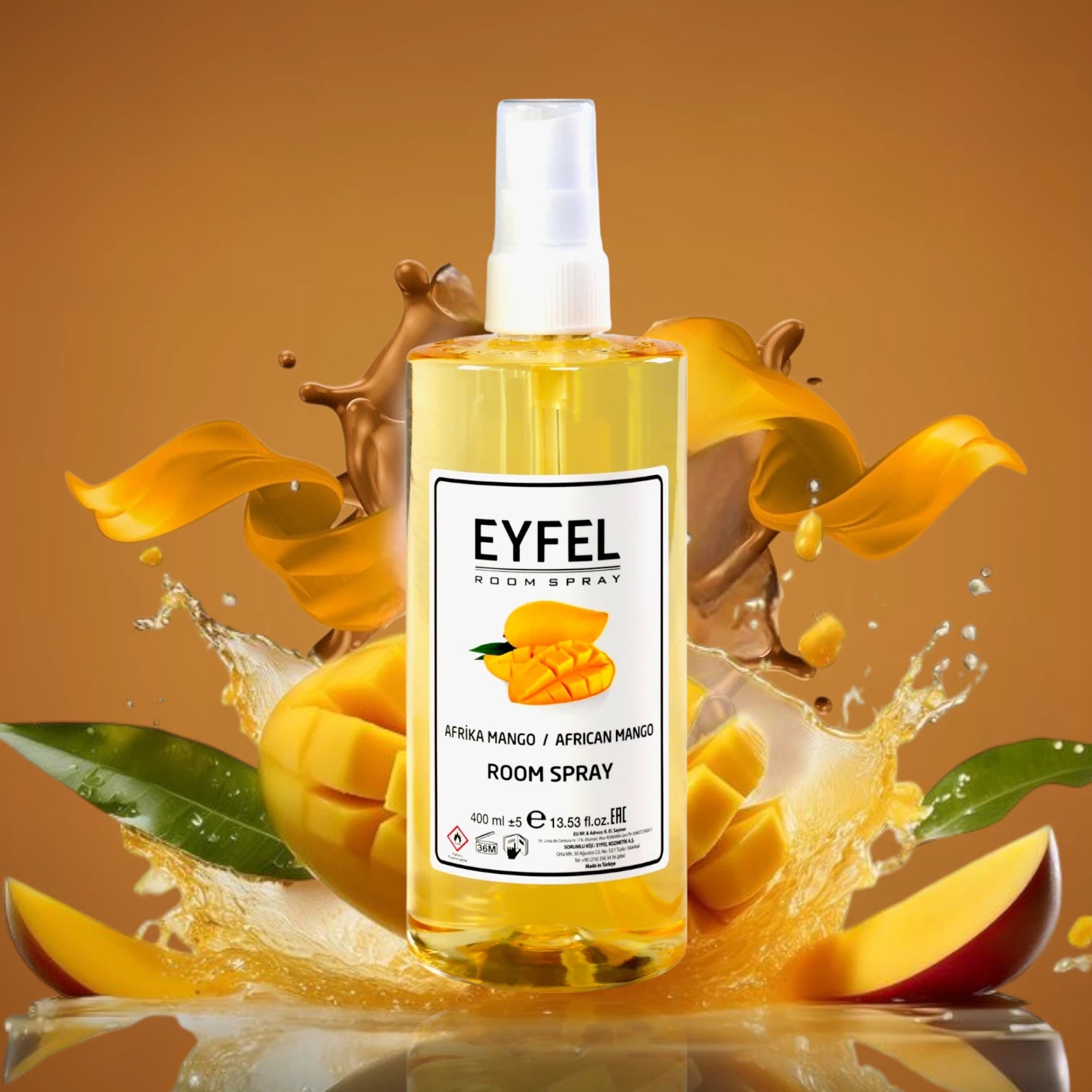 EYFEL African Mango Room Spray – 400ml - Exotic Tropical Mango Air Freshener for Home & Office - Long-Lasting Sweet & Fruity Fragrance - Damoo
