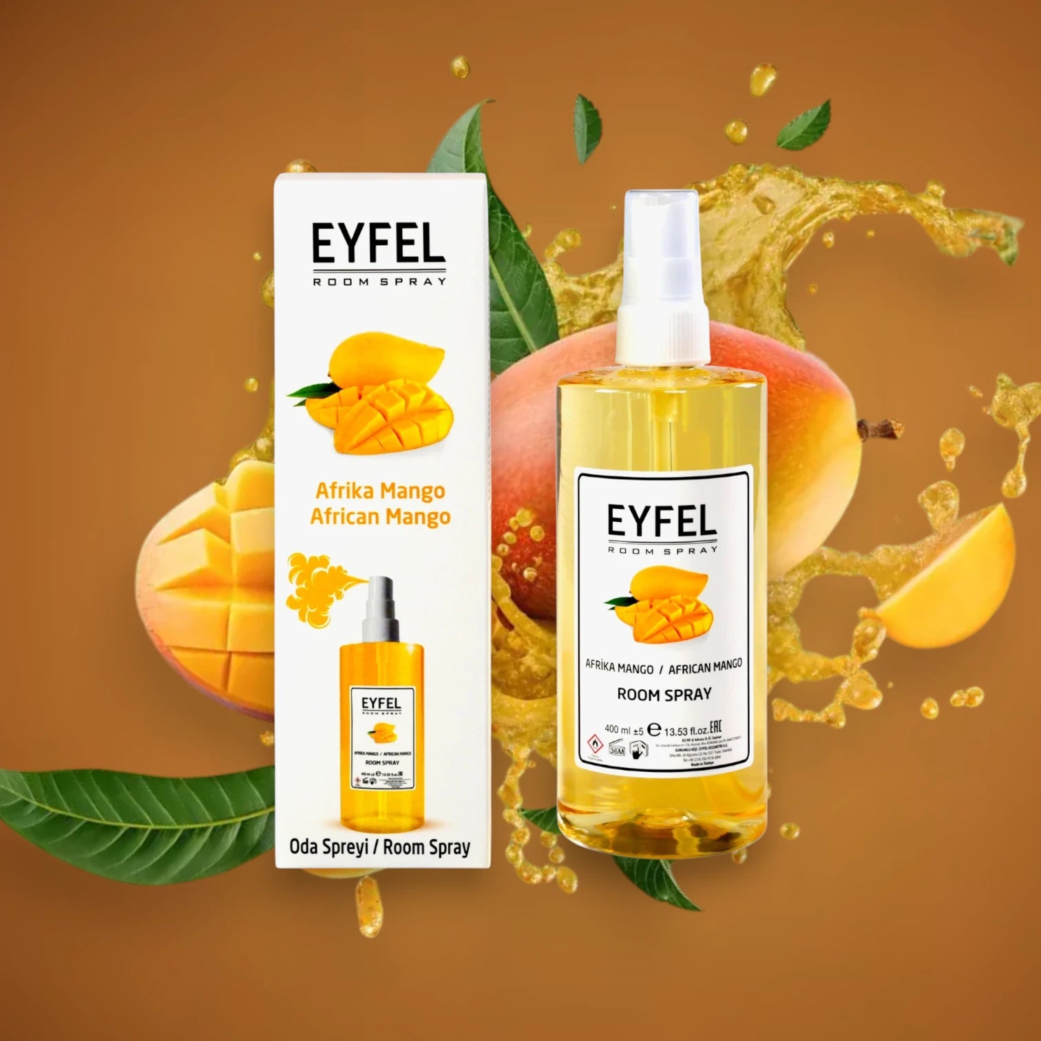 EYFEL African Mango Room Spray – 400ml - Exotic Tropical Mango Air Freshener for Home & Office - Long-Lasting Sweet & Fruity Fragrance - Damoo