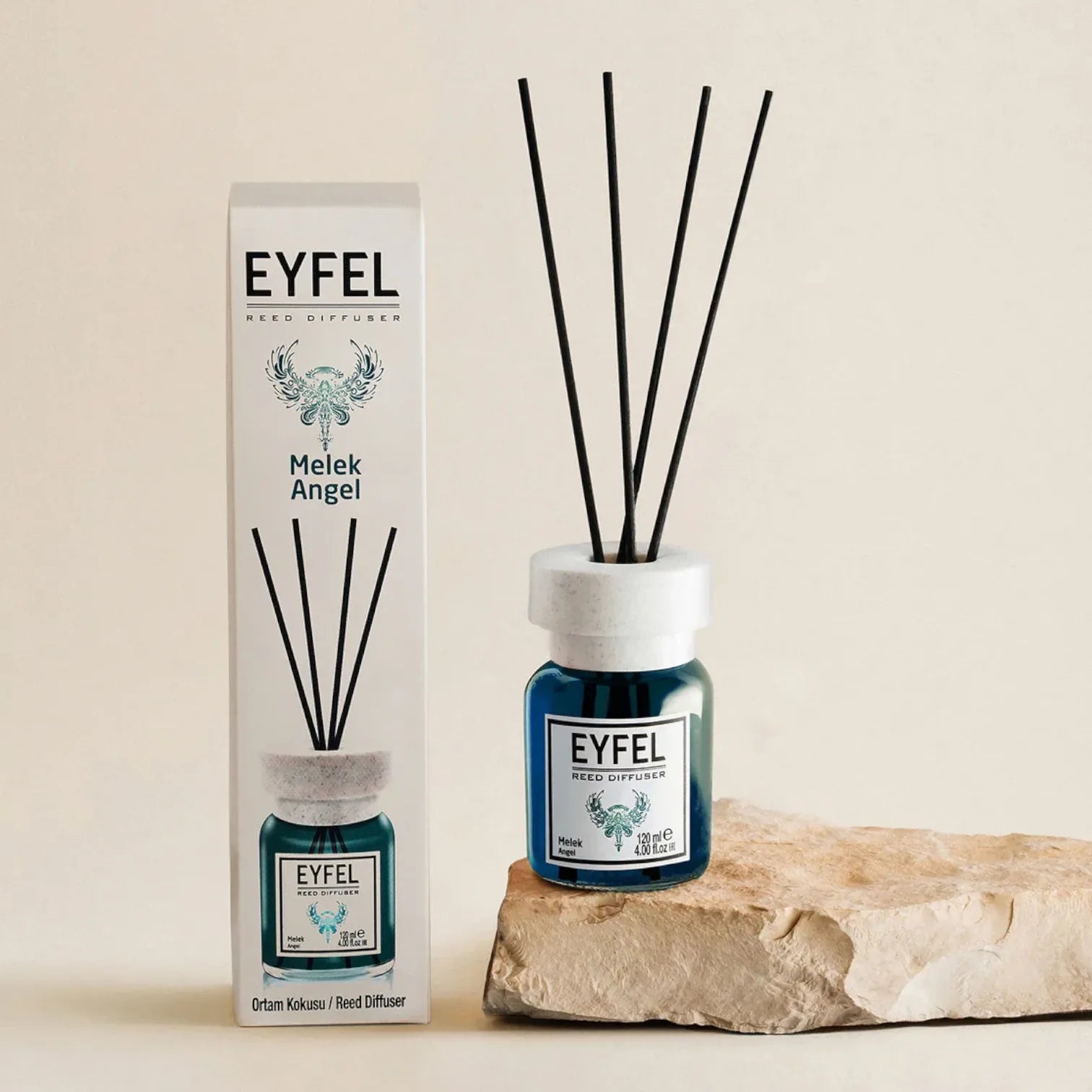 EYFEL Angel Reed Diffuser – 120ML Scented Home Fragrance | Long-Lasting Aroma with Modern Black Design | Elegant Room Freshener for Home, Office & Bathroom - Damoo