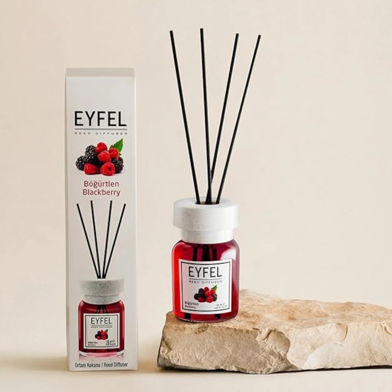 EYFEL Blackberry Reed Diffuser Set – 4.05 fl oz Long-Lasting Fragrance with Natural Sticks | Elegant Glass Oil Diffuser for Home, Bathroom & Office Aromatherapy - Damoo