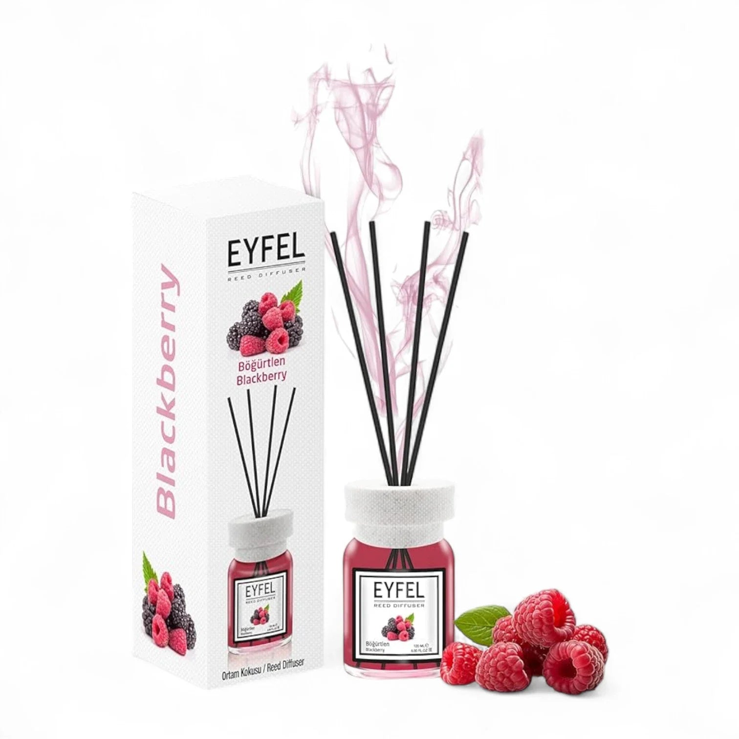 EYFEL Blackberry Reed Diffuser Set – 4.05 fl oz Long-Lasting Fragrance with Natural Sticks | Elegant Glass Oil Diffuser for Home, Bathroom & Office Aromatherapy - Damoo