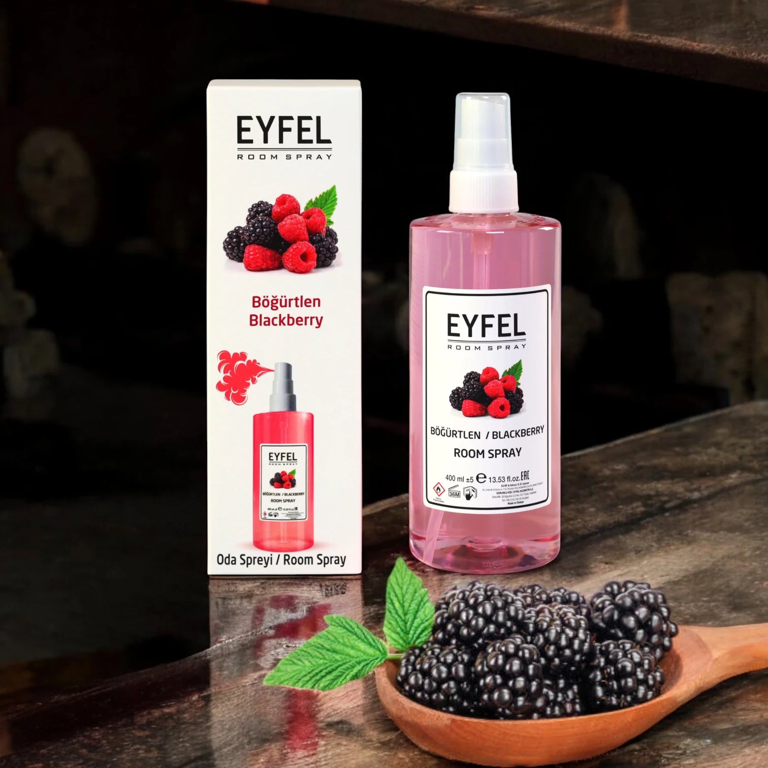 EYFEL Blackberry Room Spray – 400ml - Long-Lasting Mixed Berry Air Freshener for Home & Office - Fruity Scent with Blackberry & Raspberry Notes - Damoo