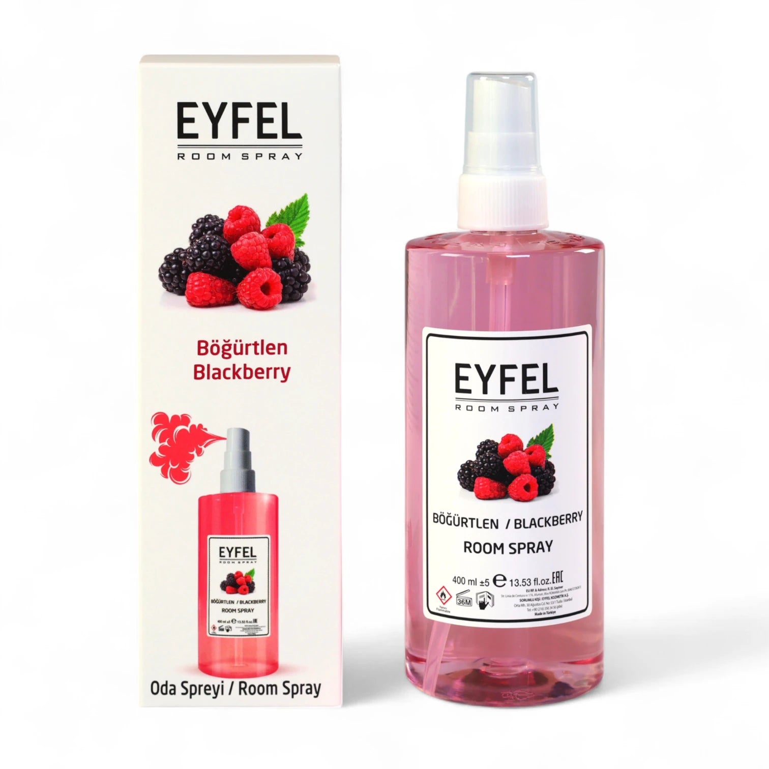 EYFEL Blackberry Room Spray – 400ml - Long-Lasting Mixed Berry Air Freshener for Home & Office - Fruity Scent with Blackberry & Raspberry Notes - Damoo