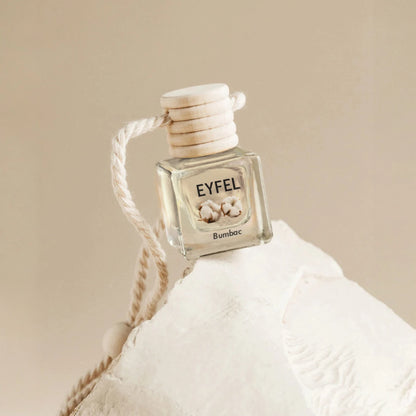 Eyfel Car Air Freshener – Bumbac Scent | Long-Lasting Hanging Wooden Diffuser with Liquid Perfume | Soft Cotton Fragrance for Cars & Small Spaces (10ml) - Damoo