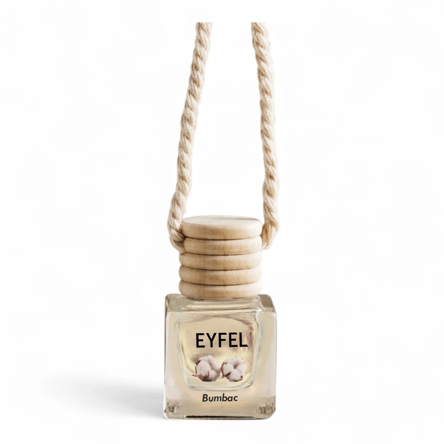 Eyfel Car Air Freshener – Bumbac Scent | Long-Lasting Hanging Wooden Diffuser with Liquid Perfume | Soft Cotton Fragrance for Cars & Small Spaces (10ml) - Damoo