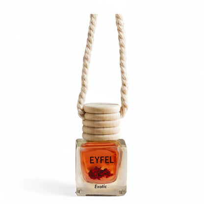 Eyfel Car Air Freshener – Exotic Scent | Long-Lasting Hanging Wooden Diffuser with Liquid Perfume | Luxurious, Tropical-Inspired Car Fragrance (10ml) - Damoo