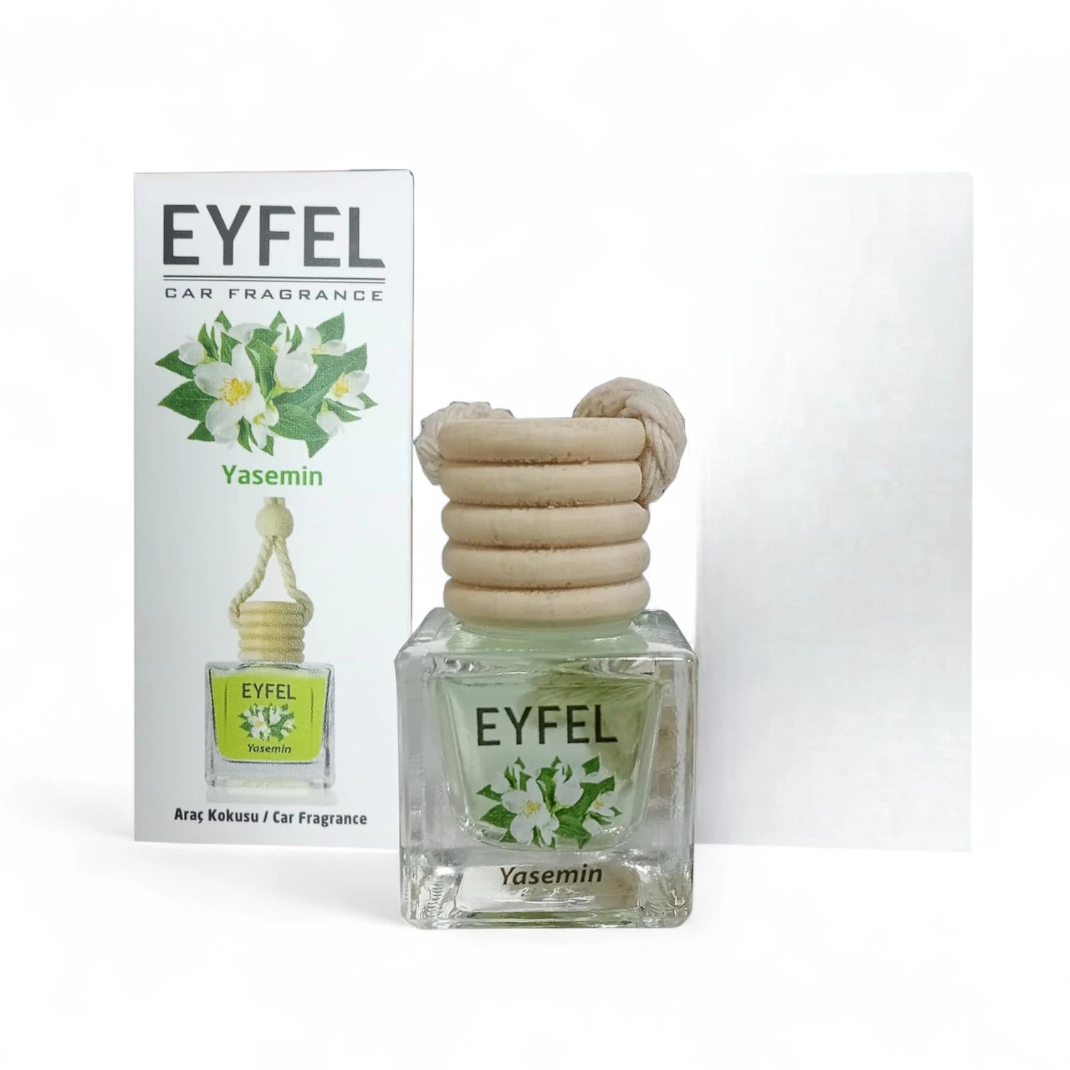 Eyfel Car Air Freshener – Jasmine Scent | Long-Lasting Hanging Wooden Diffuser with Liquid Perfume | Elegant, Floral Car Fragrance for a Fresh Driving Experience (10ml) - Damoo
