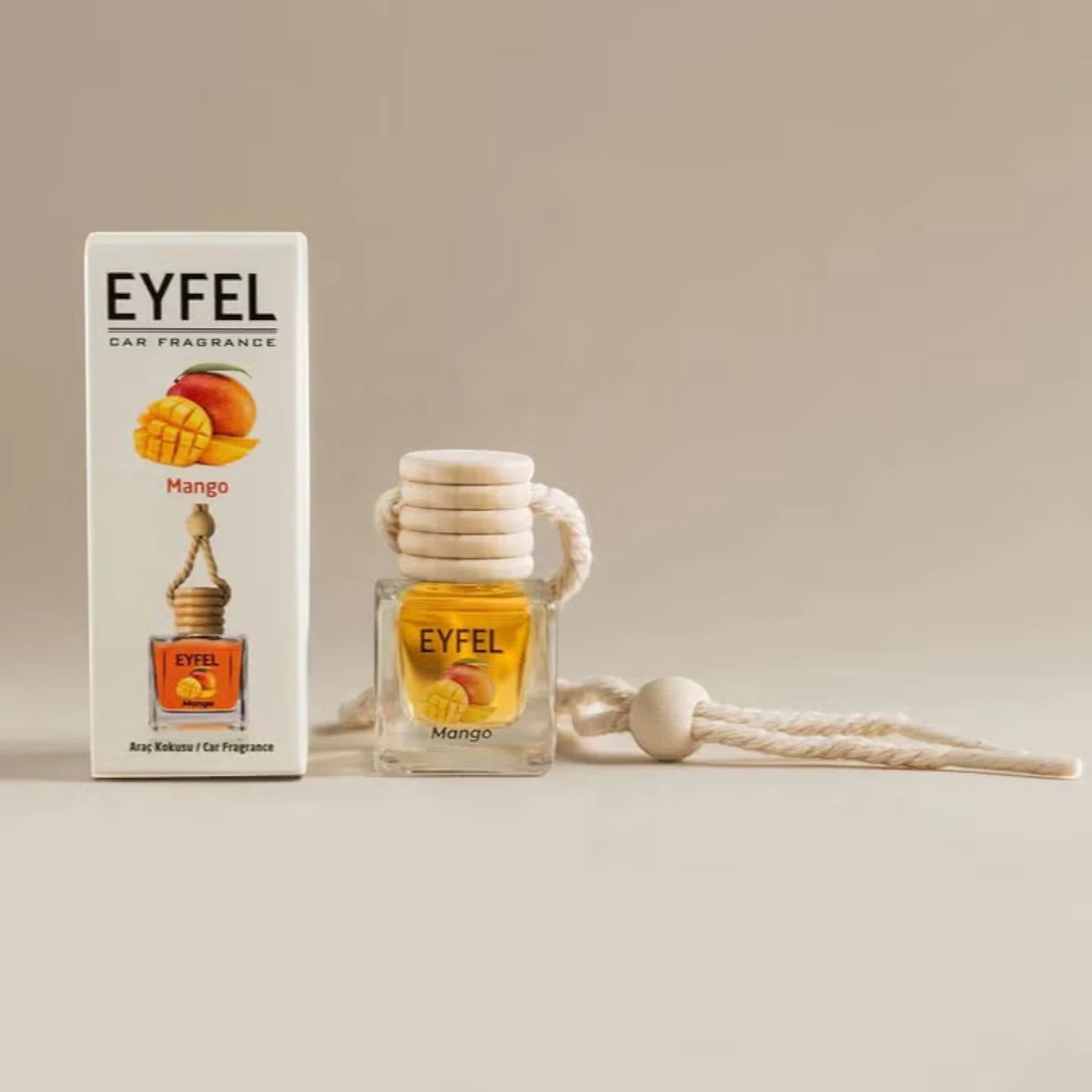 Eyfel Car Air Freshener – Long-Lasting Mango Scent | Premium Hanging Perfume Bottle for Cars, Closets & Small Spaces | Compact Natural Fragrance Diffuser (10ml) - Damoo