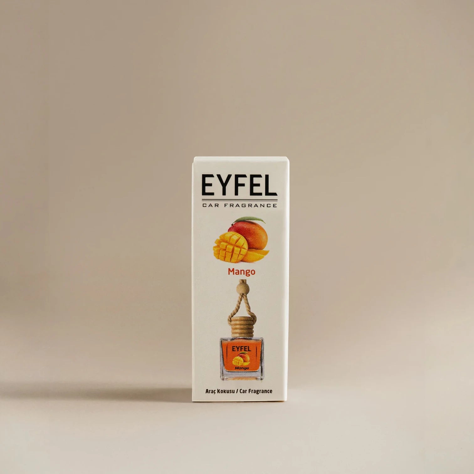 Eyfel Car Air Freshener – Mango Scent | Long-Lasting Hanging Wooden Diffuser with Liquid Perfume | Fruity Tropical Fragrance for Cars & Small Spaces (10ml) - Damoo