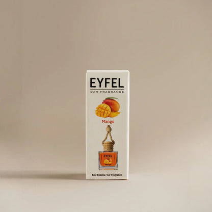 Eyfel Car Air Freshener – Mango Scent | Long-Lasting Hanging Wooden Diffuser with Liquid Perfume | Fruity Tropical Fragrance for Cars & Small Spaces (10ml) - Damoo