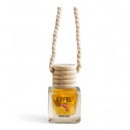 Eyfel Car Air Freshener – Mango Scent | Long-Lasting Hanging Wooden Diffuser with Liquid Perfume | Fruity Tropical Fragrance for Cars & Small Spaces (10ml) - Damoo