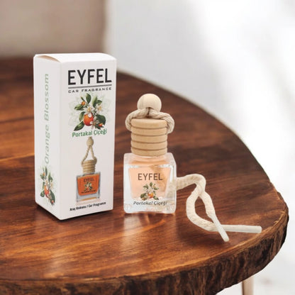 Eyfel Car Air Freshener – Orange Blossom Scent | Long-Lasting Hanging Wooden Diffuser with Liquid Perfume | Citrusy Floral Car Fragrance for a Fresh & Elegant Drive (10ml) - Damoo