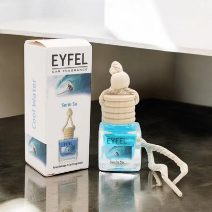 Eyfel Car Air Freshener – Serin Su (Cool Water) Scent | Long-Lasting Hanging Wooden Diffuser with Liquid Perfume | Refreshing Aquatic-Inspired Car Fragrance (10ml) - Damoo