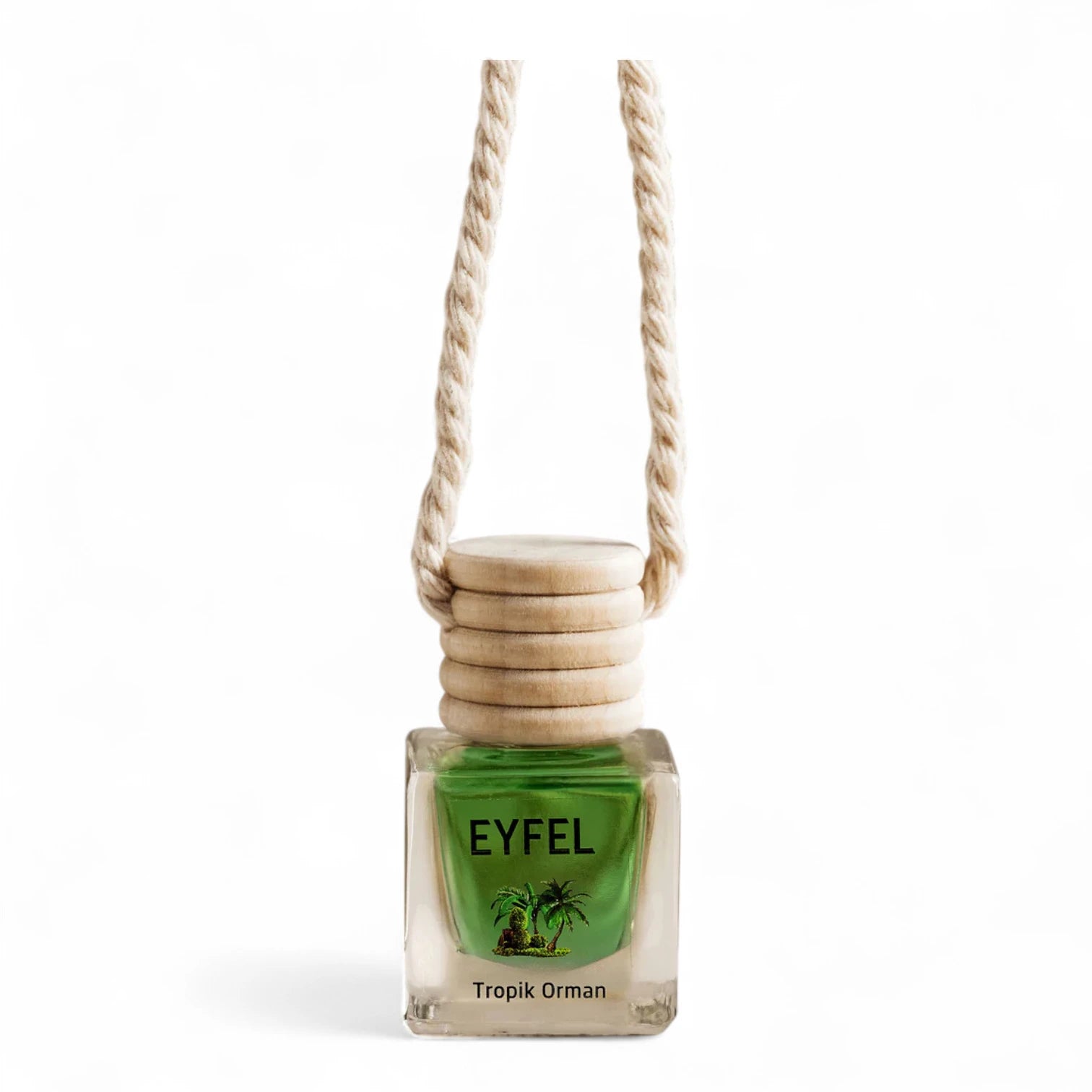 Eyfel Car Air Freshener – Tropical Forest Scent | Long-Lasting Hanging Wood Diffuser with Liquid Perfume | Odor Eliminator for Car & Small Spaces (10ml) - Damoo