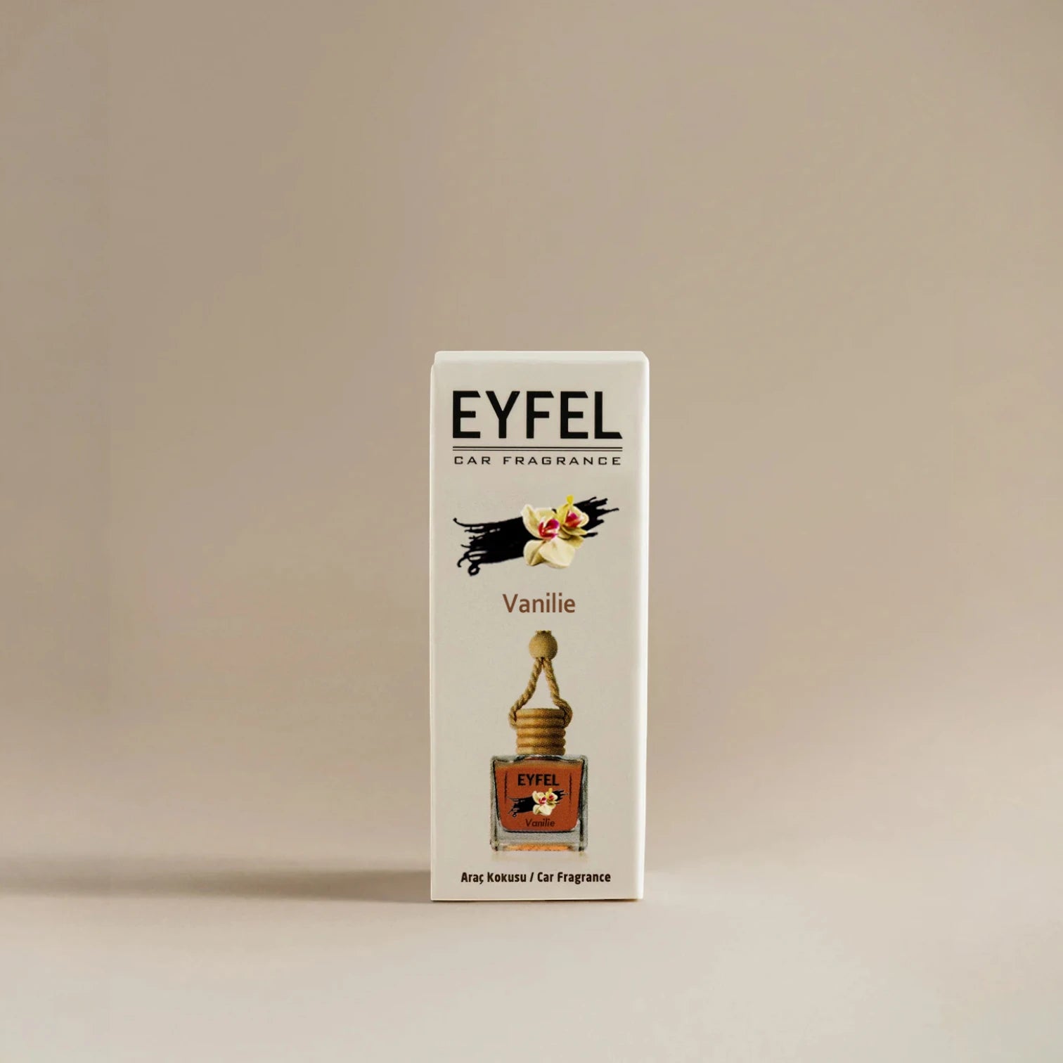 Eyfel Car Air Freshener – Vanilla Scent | Long-Lasting Hanging Wooden Diffuser with Liquid Perfume | Warm, Sweet, and Soothing Car Fragrance (10ml) - Damoo
