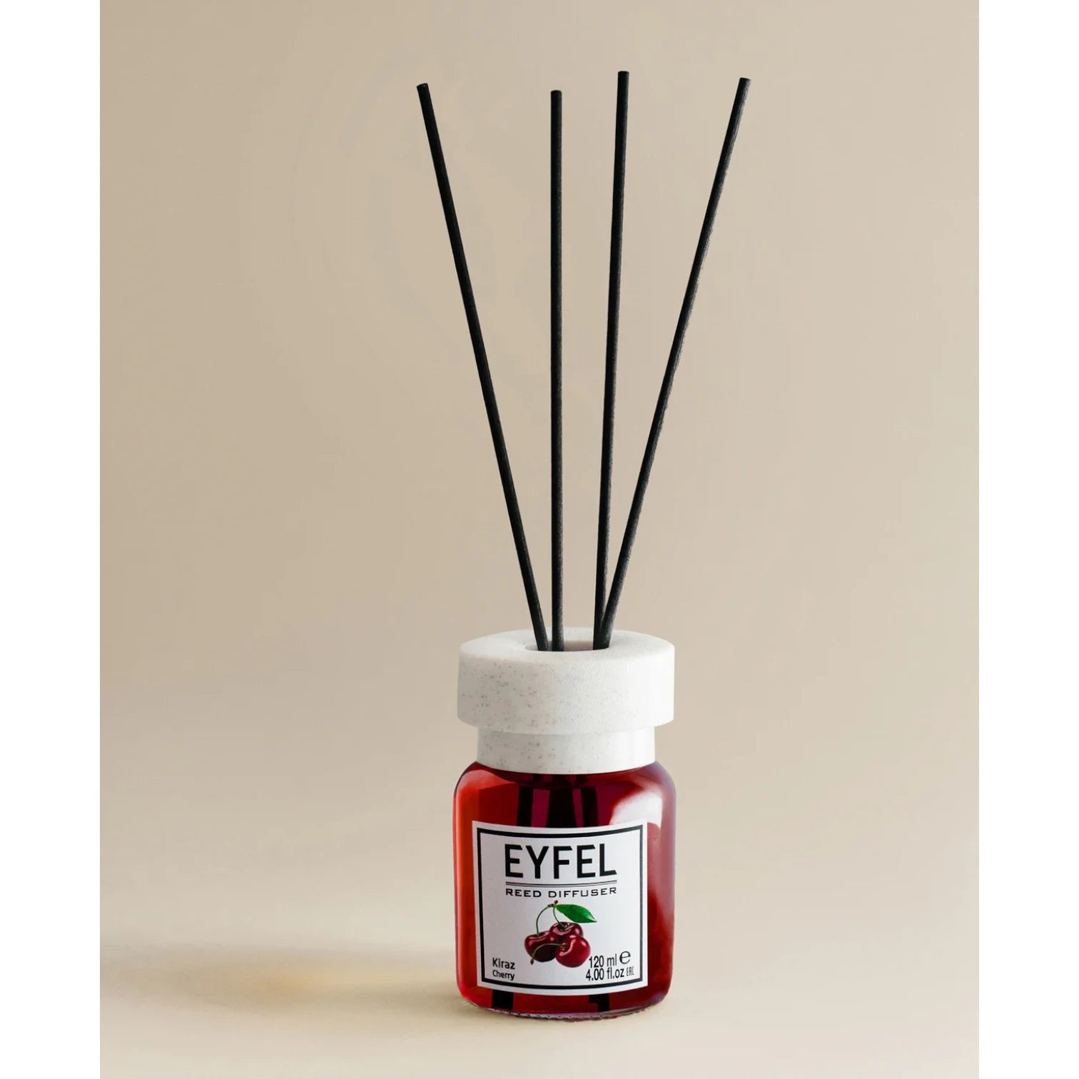 EYFEL Cherry Reed Diffuser – 120ML Long-Lasting Home Fragrance | Oil Diffuser with Natural Sticks for Bathroom, Bedroom, Office & Living Room | Sweet Fruity Scent Air Freshener - Damoo