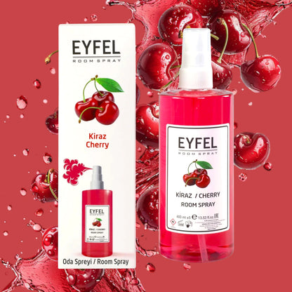 EYFEL Cherry Room Spray – 400ml - Sweet Fruity Cherry Air Freshener - Long-Lasting Fragrance for Home, Bathroom & Office - Damoo