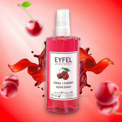 EYFEL Cherry Room Spray – 400ml - Sweet Fruity Cherry Air Freshener - Long-Lasting Fragrance for Home, Bathroom & Office - Damoo