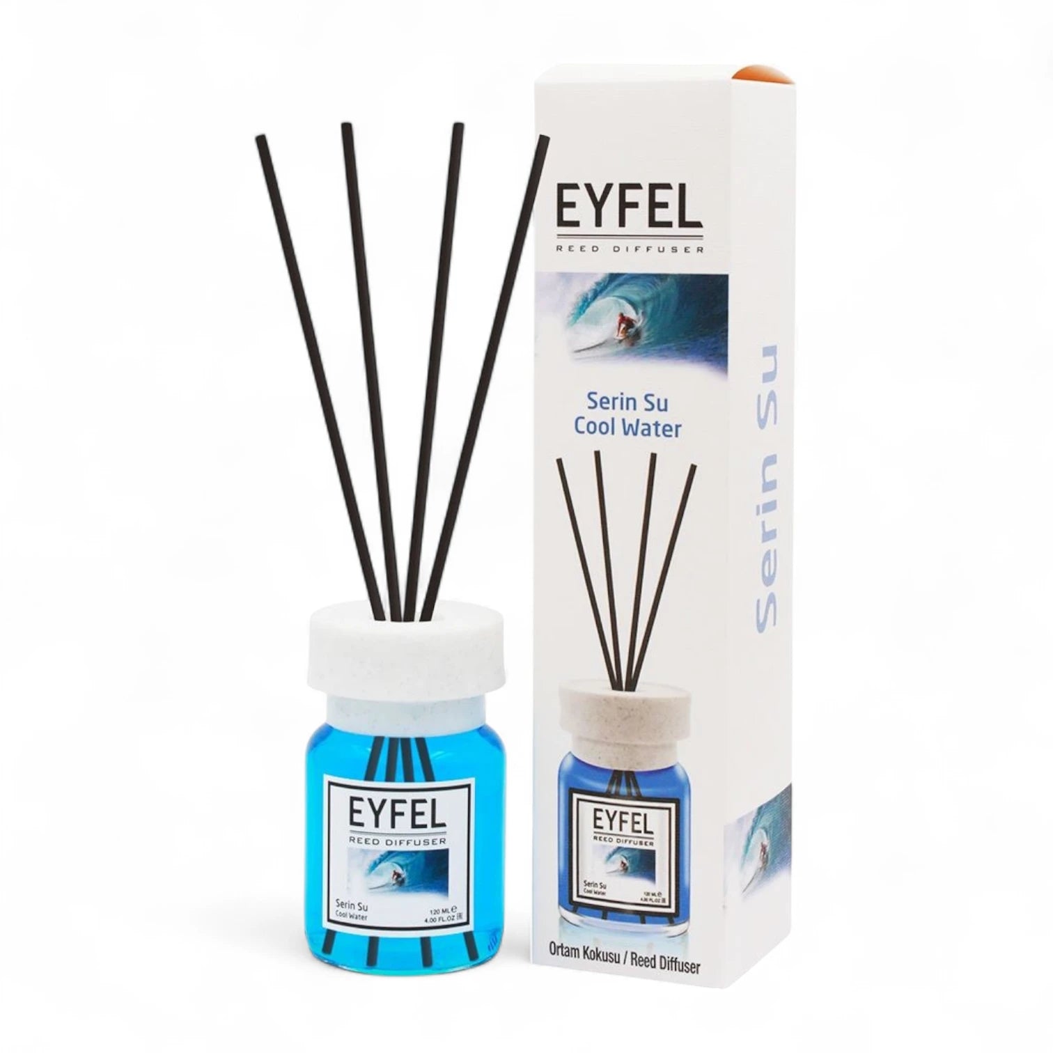 EYFEL Cool Water Reed Diffuser – 120ML Long-Lasting Room Fragrance | Refreshing Aquatic Aroma Diffuser with Sticks | Home, Bathroom & Office Scented Oil Diffuser - Damoo
