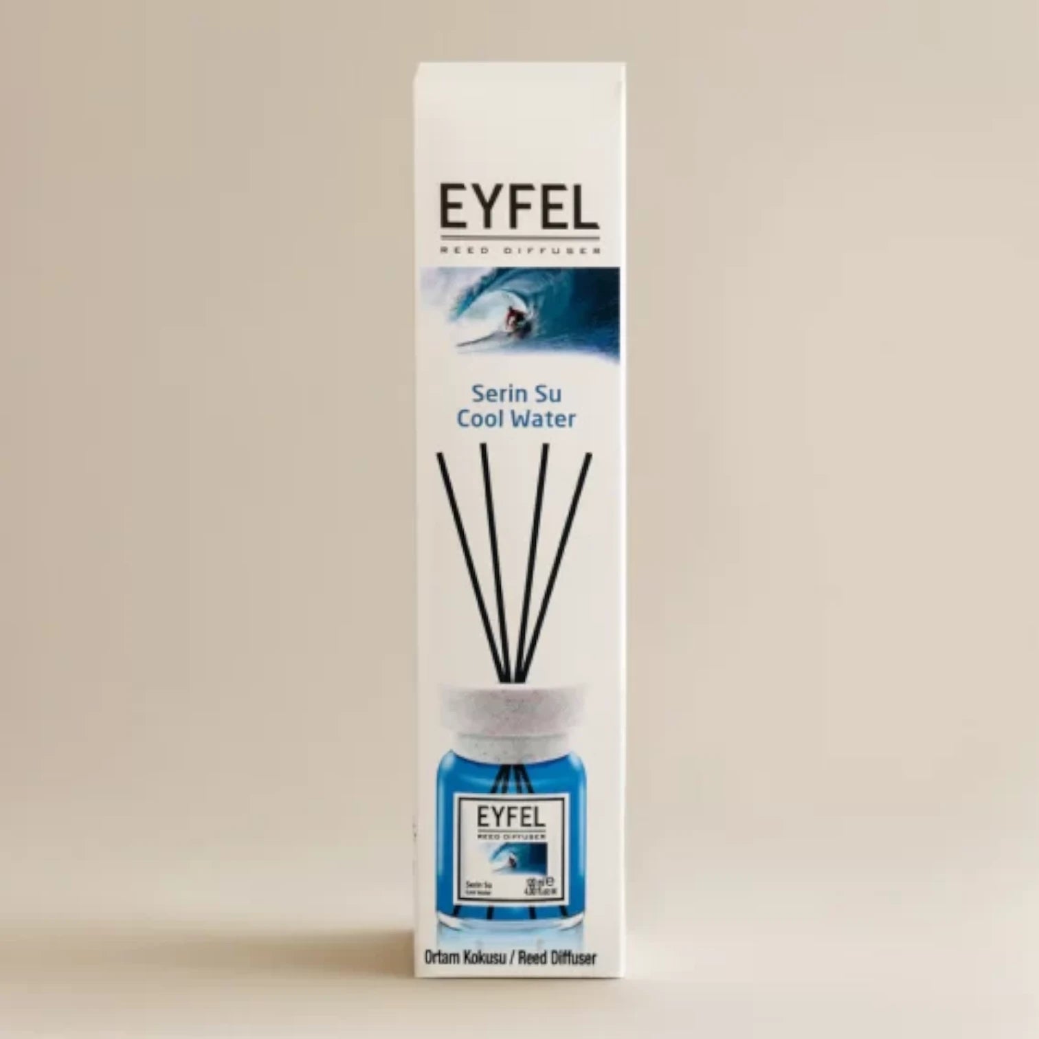 EYFEL Cool Water Reed Diffuser – 120ML Long-Lasting Room Fragrance | Refreshing Aquatic Aroma Diffuser with Sticks | Home, Bathroom & Office Scented Oil Diffuser - Damoo