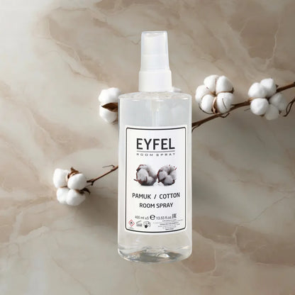EYFEL Cotton Room Spray – 400 ml Fresh Linen-Inspired Air Freshener Mist – Long-Lasting Clean Cotton Scent for Home, Office & Bedroom - Damoo
