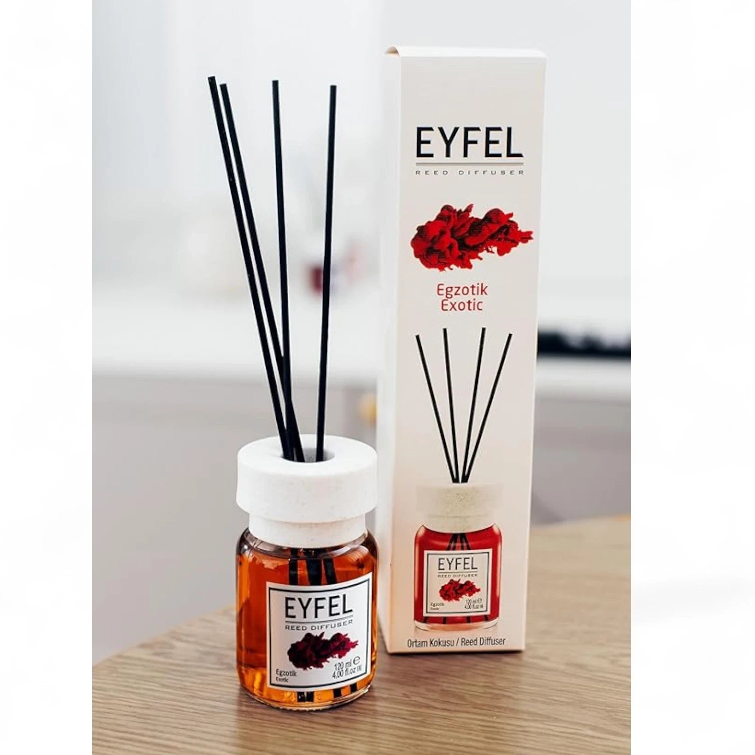 EYFEL Exotic Reed Diffuser 120ML – Long-Lasting Home Fragrance, Aromatherapy Scented Sticks, Exotic Air Freshener for Bedroom, Office & Living Spaces - Damoo
