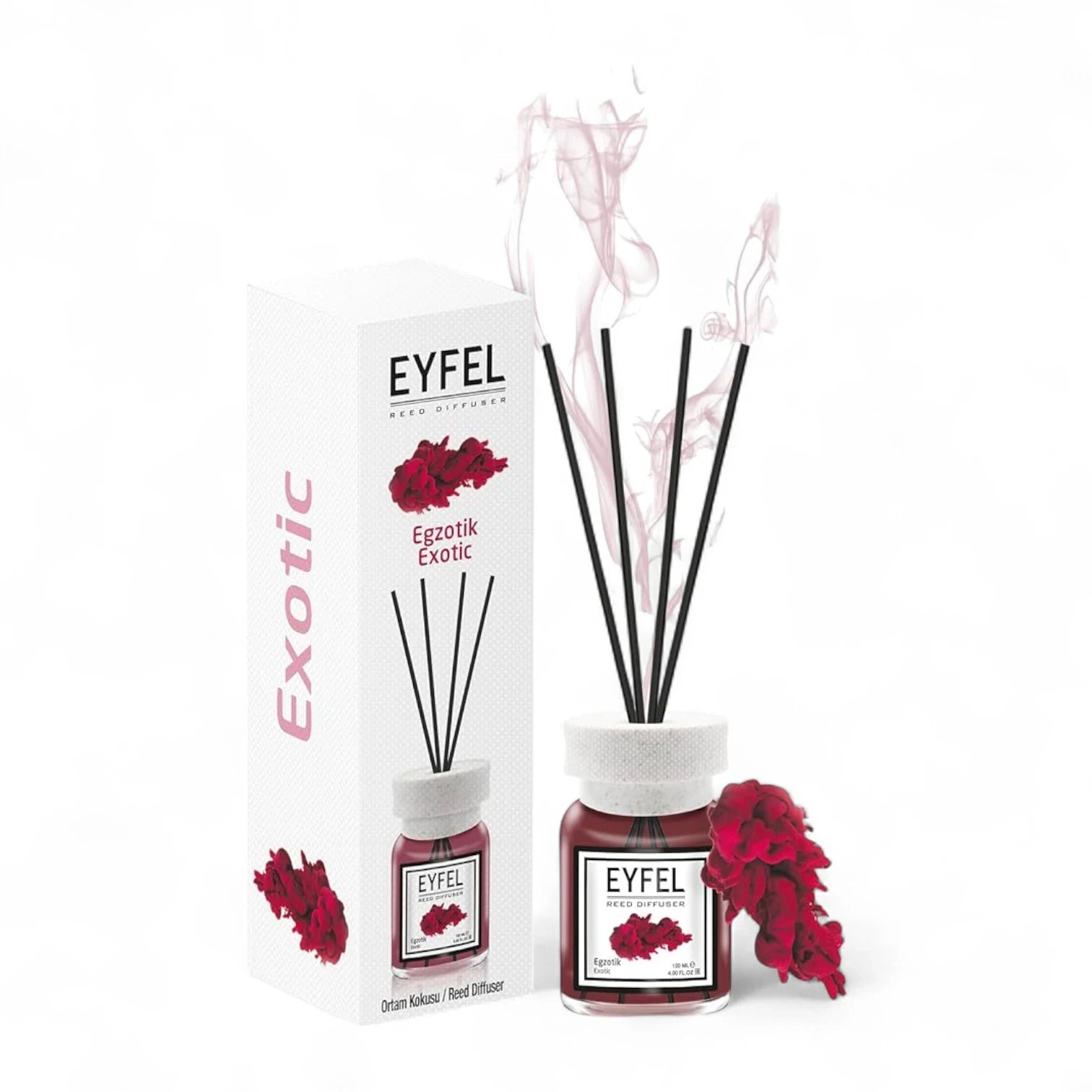 EYFEL Exotic Reed Diffuser 120ML – Long-Lasting Home Fragrance, Aromatherapy Scented Sticks, Exotic Air Freshener for Bedroom, Office & Living Spaces - Damoo