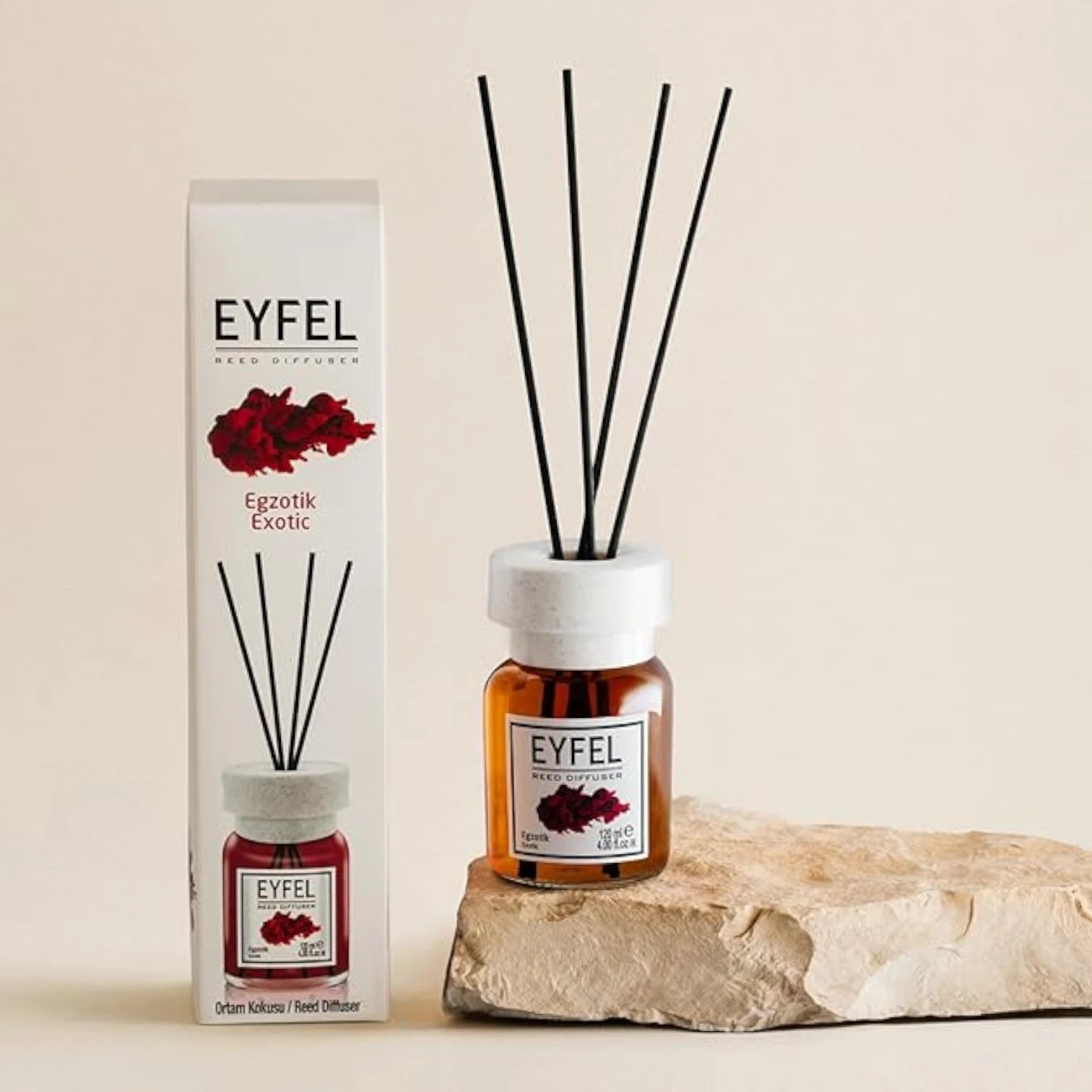 EYFEL Exotic Reed Diffuser 120ML – Long-Lasting Home Fragrance, Aromatherapy Scented Sticks, Exotic Air Freshener for Bedroom, Office & Living Spaces - Damoo